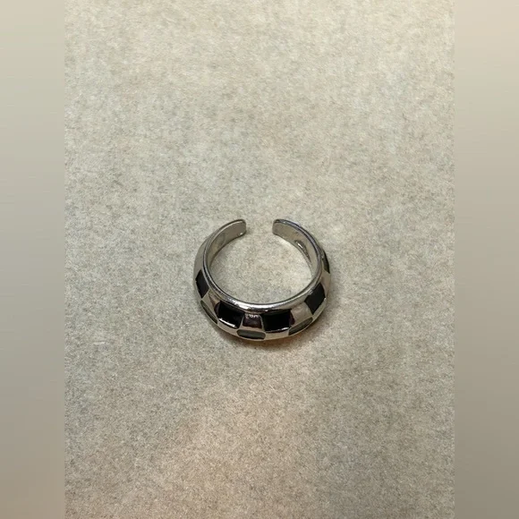 Silver & Black Check Ring, Wide, Open Band (Adjustable)
Size 7 as is - Picture 4 of 5